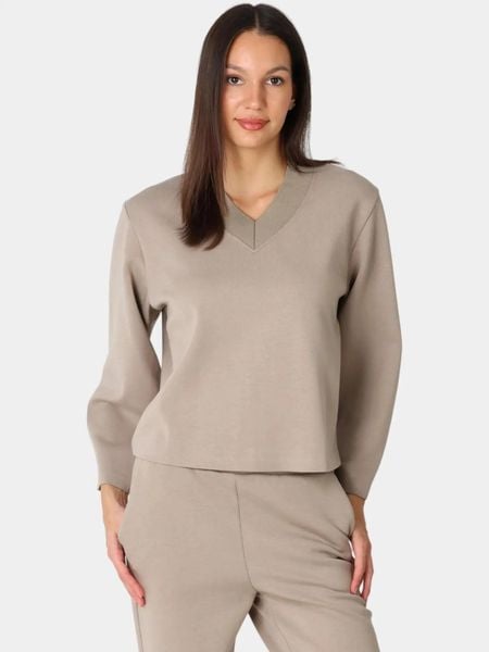 Sweter Damski Luhta Hiidis. Brązowe swetry damskie Luhta, s, bez wzorów, z bawełny, klasyczne, bez kołnierzyka, bez ramiączek, długie, bez kaptura. Za 399.00 zł.