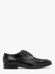 Czarne wizytowe półbuty męskie AMANO. Czarne eleganckie półbuty Ryłko, ze skóry, klasyczne, bez zapięcia. Za 429.99 zł.