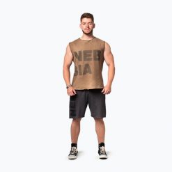Koszulka treningowa męska Washed-Off Beastin. Brązowe buty sportowe męskie Nebbia, bez zapięcia, na fitness i siłownię. Za 189.99 zł.