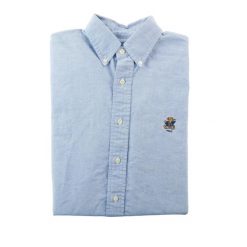 Second life - Koszula klasyczna chłopięca Polo Bear - Jak nowy. Niebieskie koszule dla chłopców Ralph Lauren, bez wzorów, eleganckie, bez kołnierzyka, bez ramiączek. Za 249.96 zł.