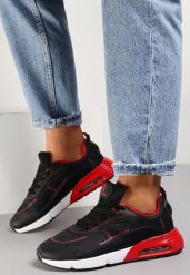 Czarno-Czerwone Sneakersy Qinerris. Czarne obuwie sportowe damskie Renee, z aplikacjami. Za 119.99 zł.