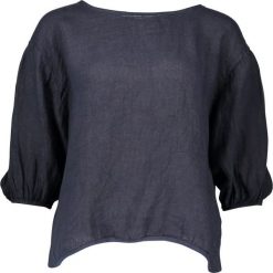Lniana koszulka w kolorze granatowym. T-shirty damskie William de Faye, klasyczne, z okrągłym kołnierzem, z długim rękawem. W wyprzedaży za 86.95 zł.