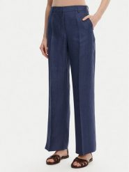 Weekend Max Mara Spodnie materiałowe Malizia 2515131052 Granatowy Regular Fit. Niebieskie spodnie materiałowe damskie Weekend Max Mara, bez wzorów, ze lnu. Za 669.99 zł.