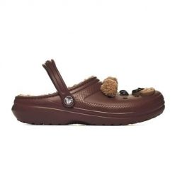 Buty do chodzenia damskie Crocs Classic Lined. Brązowe obuwie sportowe damskie Crocs, bez wzorów, z materiału, trekkingowe. W wyprzedaży za 199.00 zł.