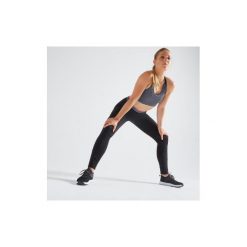 Legginsy fitness kardio damskie 100 czarne. Czarne legginsy damskie DOMYOS, l, bez wzorów, z elastanu, na fitness i siłownię. Za 49.99 zł.
