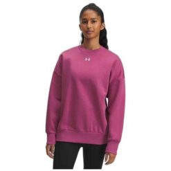 Bluza Damska Under Armour Dresowa Bez Kaptura Oversize Rival Fleece. Fioletowe bluzy sportowe damskie Under Armour, bez wzorów, z dresówki, bez kaptura, na fitness i siłownię. W wyprzedaży za 136.25 zł.