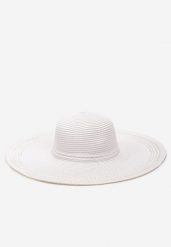Biały Kapelusz Plażowy z Plecionki w stylu Boho Amicuralia. Białe czapki i kapelusze damskie Renee, na lato, bez wzorów, z materiału, boho. Za 39.99 zł.