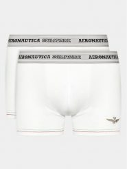 Aeronautica Militare Komplet 2 par bokserek AM1UBX003 Biały. Białe bokserki męskie Aeronautica Militare, m, bez wzorów, z bawełny. Za 89.99 zł.