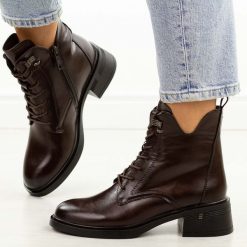 Brązowe botki damskie Vinceza 58602. Brązowe botki damskie VINCEZA, na jesień, z polaru, eleganckie, z okrągłym noskiem, bez obcasa, na obcasie, bez zapięcia. Za 229.00 zł.