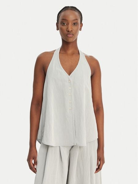 Eleh Bluzka SS260092 Błękitny Relaxed Fit. Niebieskie bluzki damskie Eleh, bez wzorów, bez kołnierzyka, bez ramiączek. Za 461.99 zł.