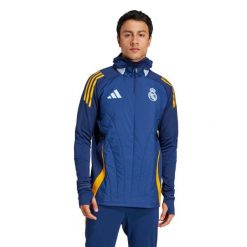 Bluza Real Madrid European 2024/25. Brązowe bluzy męskie Adidas, na zimę, s, bez wzorów, z dresówki, bez kaptura. Za 311.05 zł.