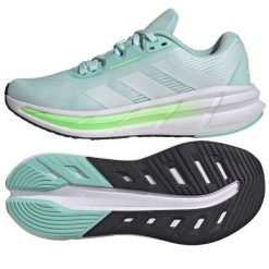 Buty do biegania adidas Questar 3 W JQ5068 zielone. Zielone obuwie sportowe damskie bez wzorów, z materiału, do biegania. Za 465.58 zł.