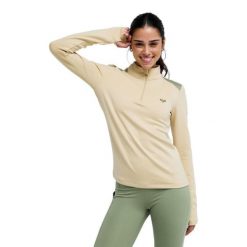 Dla Kobiety BOUNDLESS SPIRIT TECH Beżowy. Brązowe koszulki sportowe damskie Roxy, bez wzorów, z elastanu, bez kołnierzyka, bez ramiączek. Za 259.99 zł.