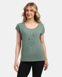 Damska bawełniana koszulka Kilpi ROANE-W. Zielone t-shirty damskie Kilpi, bez wzorów, z bawełny, klasyczne, bez kołnierzyka. Za 91.56 zł.
