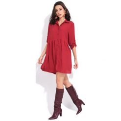 Fille Du Couturier Sukienka Damska Oriane 38 Czerwony. Czerwone sukienki damskie Fille Du Couturier, z koszulowym kołnierzykiem. Za 209.00 zł.