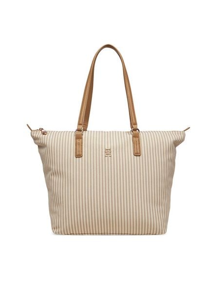Tommy Hilfiger Torebka Poppy Summer Tote AW0AW17203 Beżowy. Brązowe torebki do ręki damskie Tommy Hilfiger, bez wzorów, z materiału, bez dodatków. Za 289.99 zł.