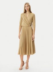Rinascimento Sukienka koktajlowa CFC0122980003 Złoty Regular Fit. Żółte sukienki damskie Rinascimento, m, bez wzorów, z wiskozy, wizytowe, bez kołnierzyka, bez ramiączek. Za 429.99 zł.
