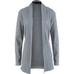 Shirt bez zapięcia bawełniany, z szalowym kołnierzem bonprix ciemnoniebiesko-biel wełny w paski. Bluzki damskie bonprix. Za 59.99 zł.