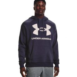 Męska Bluza Polarowa Rival. Fioletowe bluzy męskie Under Armour, l, bez wzorów, z bawełny, z kapturem. Za 159.00 zł.