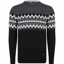 Sweter w kolorze szaro-czarnym. Czarne swetry przez głowę męskie Giorgio di Mare, z bawełny, z okrągłym kołnierzem. W wyprzedaży za 152.95 zł.