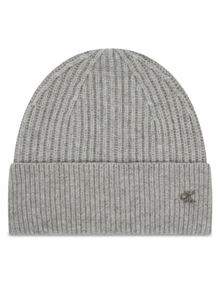 Calvin Klein Czapka Ck Metal Wool Beanie LV04D8032G Szary. Szare czapki i kapelusze damskie Calvin Klein, na zimę, bez wzorów, z wełny. Za 109.99 zł.