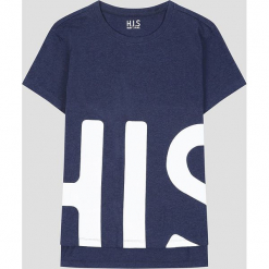 Koszulka w kolorze granatowym. Niebieskie t-shirty damskie H.I.S., z nadrukiem, z bawełny, z okrągłym kołnierzem. W wyprzedaży za 65.95 zł.