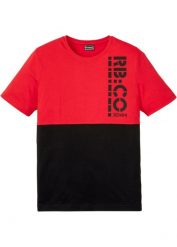 T-shirt. Czerwone t-shirty męskie bonprix, l, bez wzorów, bez kołnierzyka. Za 59.99 zł.