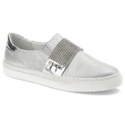 Srebrne Półbuty Carinii Wygodne Skórzane Buty Damskie. Szare obuwie sportowe damskie Carinii, bez wzorów, ze skóry. Za 249.00 zł.