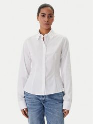 Guess Jeans Koszula W6RH66 WH7P1 Biały Regular Fit. Białe koszule damskie Guess Jeans, xxl, z aplikacjami, z bawełny, bez kołnierzyka, bez ramiączek. Za 299.99 zł.