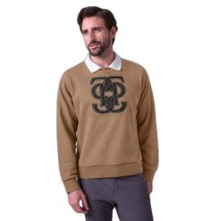 Bluza PS of Sweden Carl Monogram. Brązowe bluzy męskie PS OF SWEDEN, bez wzorów, bez kaptura. Za 470.00 zł.