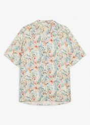 Koszula z krótkim rękawem, z czystej wiskozy. Brązowe koszule męskie bonprix, m, bez wzorów, z wiskozy, eleganckie, bez kołnierzyka, bez ramiączek. Za 89.99 zł.