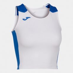 Tank top do biegania damski Joma Record II Crop top. Białe koszulki sportowe damskie Joma, xs, bez wzorów, bez kołnierzyka, bez ramiączek, do biegania. Za 130.55 zł.