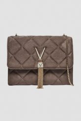 VALENTINO Brązowa damska zamszowa torebka Charlotte Flap Bag. Brązowe kopertówki damskie Valentino by Mario Valentino, bez wzorów, ze skóry ekologicznej, zamszowe, bez dodatków. W wyprzedaży za 294.99 zł.