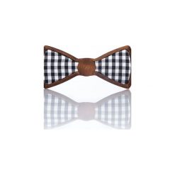 Checker – Drewniana Mucha w Czarno Białą Kratkę. Białe krawaty i muchy Woodenlife, w kratkę, z bawełny. Za 89.00 zł.