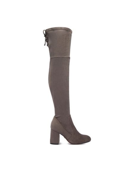 Nine West Kozaki CEO-C6031-2 Szary. Szare kozaki damskie Nine West, z materiału, bez obcasa, na słupku. Za 329.99 zł.