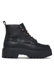 Timberland Trzewiki Stone Street TB0A27YZW021 Czarny. Czarne botki damskie Timberland, ze skóry, street, bez obcasa, na płaskiej podeszwie, bez zapięcia. Za 779.99 zł.