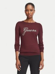 Guess Sweter W6BR53 Z1454 Bordowy Regular Fit. Czerwone swetry damskie Guess, xxl, z aplikacjami, z wiskozy, bez kołnierzyka, bez ramiączek, bez kaptura. Za 344.99 zł.