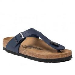 Japonki damskie Birkenstock Gizeh BF. Niebieskie klapki damskie Birkenstock, bez wzorów, z materiału, eleganckie, bez obcasa. Za 512.00 zł.