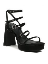 DeeZee Sandały Y558-6 Czarny. Czarne klapki damskie DeeZee, bez wzorów, z materiału, bez obcasa, na słupku, bez zapięcia. Za 89.99 zł.