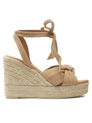 Manebi Espadryle Hamptons Wedge Espadrilles With Knot M 1.1 WS Beżowy. Brązowe espadryle damskie Manebi, bez wzorów, ze skóry, bez obcasa, bez zapięcia. Za 499.99 zł.