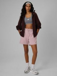 4F Spodenki dresowe z modalem damskie - różowe M. Czerwone szorty damskie 4f, na lato, m, bez wzorów, z dresówki, z podwyższonym stanem. Za 129.99 zł.
