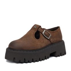Półbuty G-Star. Brązowe półbuty damskie G-Star, bez wzorów, retro, bez obcasa, na płaskiej podeszwie, bez zapięcia. Za 349.99 zł.