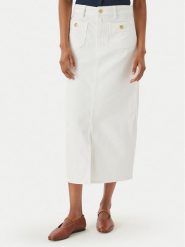 Tommy Hilfiger Spódnica jeansowa WW0WW48607 Biały Regular Fit. Białe spódnice damskie Tommy Hilfiger, bez wzorów, z bawełny. Za 529.99 zł.