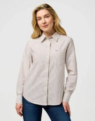 DAMSKA KOSZULA WRANGLER 1 PKT SHIRT COGNAC 112370777. Brązowe bluzki damskie Wrangler, l, bez wzorów, bez kołnierzyka, bez ramiączek. Za 179.99 zł.