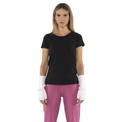 Koszulka Damen-Kurzarm z Leone 1947 Nigdy bez plakietki. Czarne koszulki sportowe damskie LEONE 1947 APPAREL, bez wzorów, z bawełny, sportowe, bez kołnierzyka. W wyprzedaży za 84.20 zł.