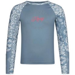 Dziecięca koszulka z ochroną UV Roxy Jr Aloha Ls w kolorze niebieskim. Czarne t-shirty i topy dla dziewczynek Roxy, bez wzorów, bez ramiączek. Za 45.40 zł.