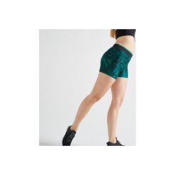 Spodenki fitness kardio damskie 100 z nadrukiem graficznym. Zielone obuwie sportowe damskie DOMYOS, xl, bez wzorów, z elastanu, na fitness i siłownię. W wyprzedaży za 19.99 zł.
