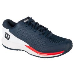 Buty do tenisa męskie, Rush Pro Ace. Niebieskie buty sportowe męskie Wilson, z gumy, bez zapięcia, tenisowe. Za 499.99 zł.
