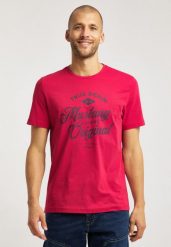 MĘSKI T-SHIRT MUSTANG ALEX C PRINT TANGO RED 1009039 7202. Czerwone t-shirty męskie Mustang, m, bez wzorów, bez kołnierzyka. Za 69.99 zł.