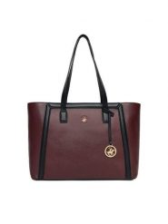 Beverly Hills Polo Club Torebka C-BHPC-L-007-08 Bordowy. Czerwone torebki do ręki damskie Beverly Hills Polo Club, bez wzorów, z materiału, bez dodatków. Za 229.99 zł.
